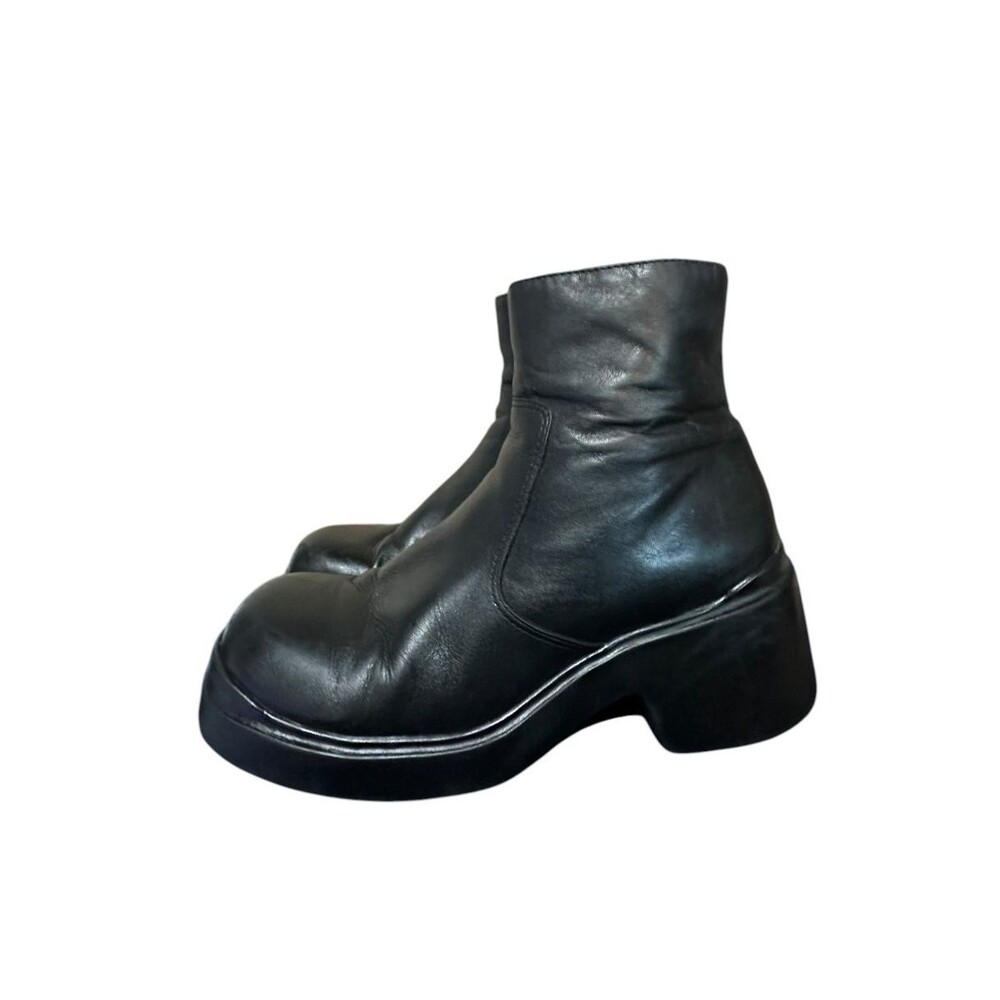 Cloud 9 By Nine West Womens Black Leather Zip Ankle Booties US 7 Wimsygoth Used